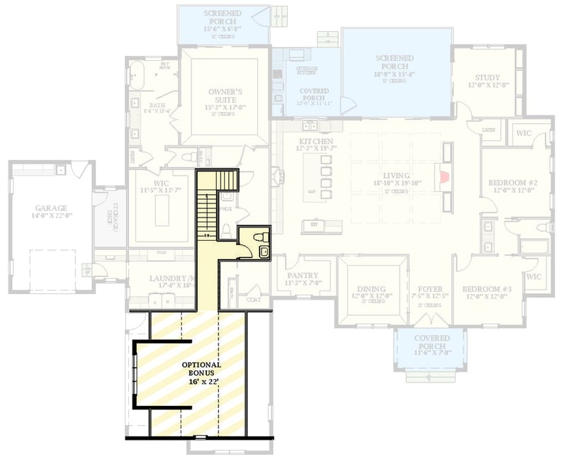 Plan 46512LA: 3-Bed New American House Plan with Split Garage and Outdoor Kitchen - 3070 Sq. Ft. - Floor Plan - 2nd Floor - Country, New American, Traditional