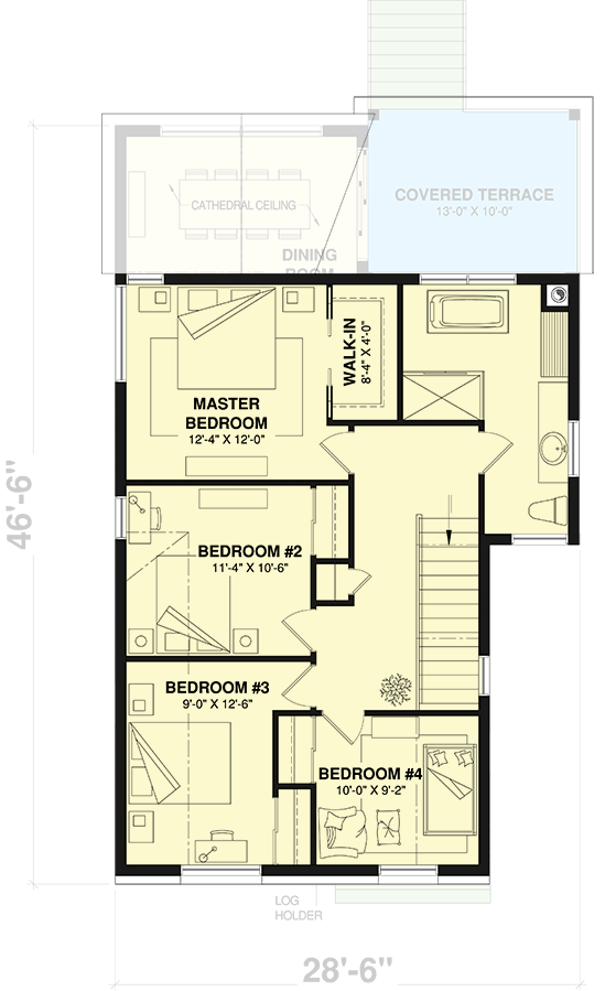 Plan 22684DR: 6-Bed Scandinavian Style House Plan with Finished Lower Level - 3018 Sq Ft - Floor Plan - 2nd Floor - Farmhouse, Modern Farmhouse, Scandinavian, Transitional