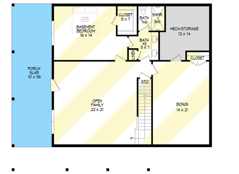 Plan 680284VR: Mountain Home Plan with 2-Story Great Room - 2043 Sq Ft - Floor Plan - Lower Level - Country, Craftsman, Mountain