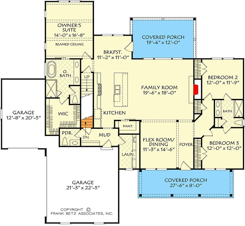 Plan 710433BTZ: New American House Plan with 5 Beds and 3-Car Garage - 3173 Sq Ft - Floor Plan - Main Level - Country, Craftsman, New American