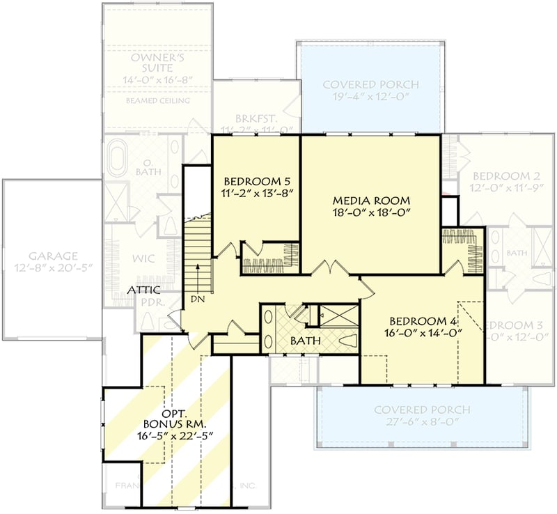 Plan 710433BTZ: New American House Plan with 5 Beds and 3-Car Garage - 3173 Sq Ft - Floor Plan - 2nd Floor - Country, Craftsman, New American