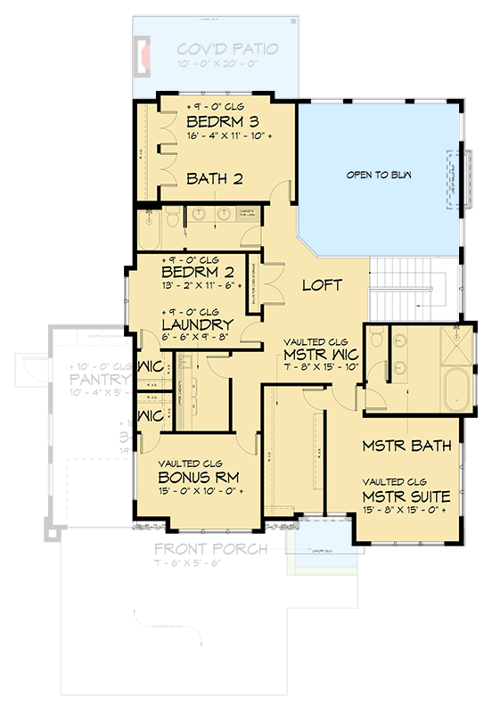 Plan 666259RAF: Modern 2-Story House Plan with Home Office and 2-Story Great Room - 3315 Sq Ft - Floor Plan - Main Level - Contemporary, Modern, Northwest