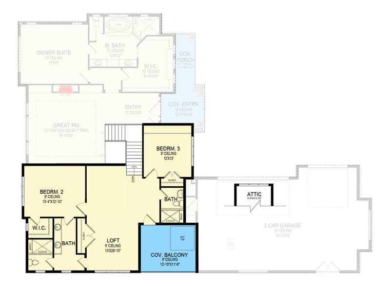 Plan 290181IY: Two Story Traditional Home Plan with Upstairs Loft - 3581 Sq Ft - Floor Plan - 2nd Floor - New American, Traditional