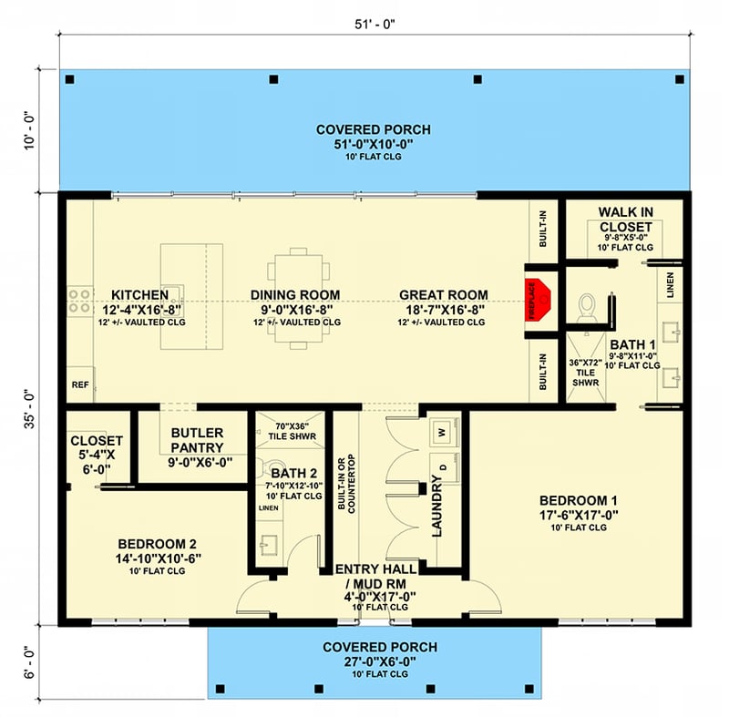 Plan 420140WNT: Rustic New American Home Plan with Vaulted Great Room - 1785 Sq Ft - Floor Plan - Main Level - Country, Modern Farmhouse, New American, Ranch
