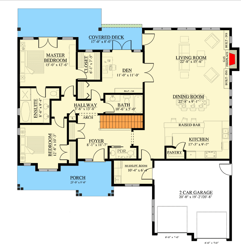 Plan 147002RML: Craftsman Ranch House Plan with Finished Lower Level - 3948 Sq Ft - Floor Plan - Main Level - Craftsman, Northwest, Ranch, Traditional