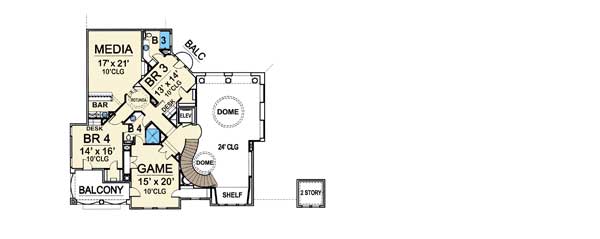Plan 36129TX: Loaded With Extras - Floor Plan - 2nd Floor - European, Mediterranean, Spanish