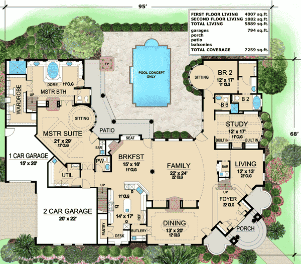 Plan 36133TX: Stately Luxury Home Plan - Floor Plan - Main Level - European, Traditional