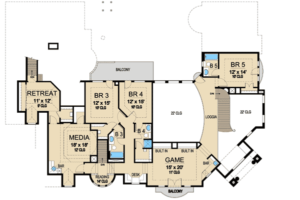 Plan 36133TX: Stately Luxury Home Plan - Floor Plan - 2nd Floor - European, Traditional