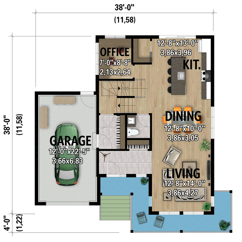 Plan 801169PM: Two-Story Farmhouse Plan with 3-Beds - 2036 Sq Ft - Floor Plan - Main Level - Farmhouse, New American
