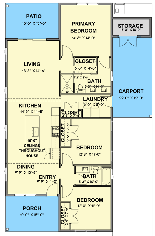 Plan 380015ASH: 3 Bed Small House Plan with 1-Car Garage - 1635 Sq Ft - Floor Plan - Main Level - Cabin, Country, Traditional