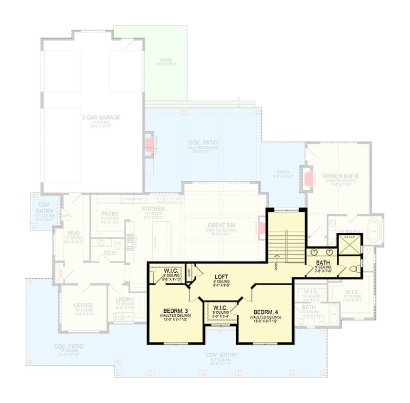 Plan 290189IY: 6 Bed Modern Farmhouse Plan with Large Front Porch - 3685 Sq Ft - Floor Plan - 2nd Floor - Country, Farmhouse, Modern Farmhouse, New American