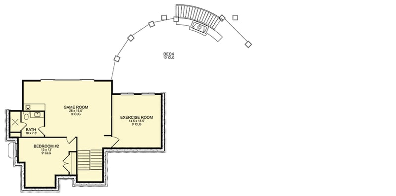 Plan 580089DFT: 3-Bed New American Home Plan with Oversized Angled Garage - 3804 Sq Ft - Floor Plan - Lower Level - Country, Craftsman, New American, Traditional