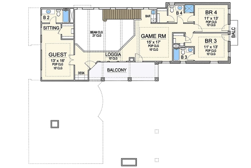 Plan 36144TX: Tuscan-Inspired House Plan with Spacious Courtyard - Floor Plan - 2nd Floor - European, Mediterranean, Spanish, Tuscan