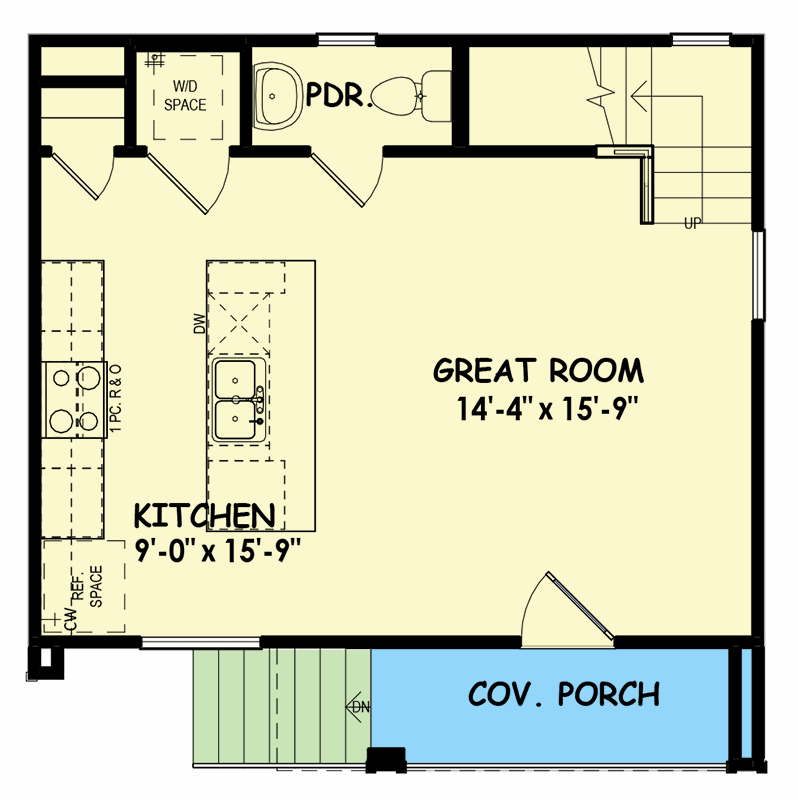 Plan 100323GHR: Modern ADU with 2 Bedrooms - 960 Square Feet - Floor Plan - Main Level - Contemporary, Modern