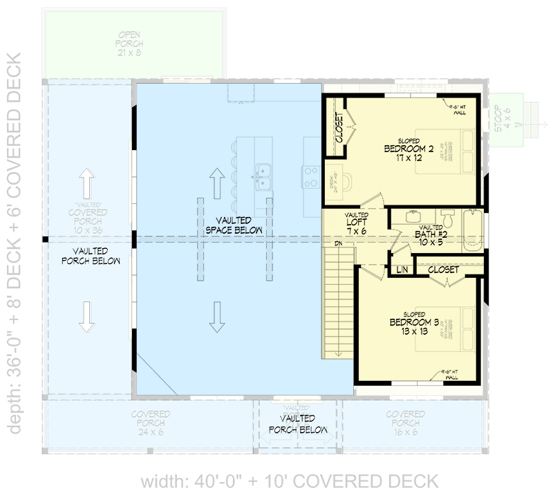 Plan 680304VR: 3-Bed Craftsman Lake House Plan with Wraparound Porch - 1991 Sq Ft - Floor Plan - 2nd Floor - Country, Craftsman, Mountain