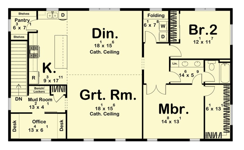 Plan 623350DJ: Barndominium-Style Carriage House Plan with 4 Cars and 2 Beds - 1278 Sq Ft - Floor Plan - 2nd Floor - Barndominium, Country, Farmhouse, Modern Farmhouse