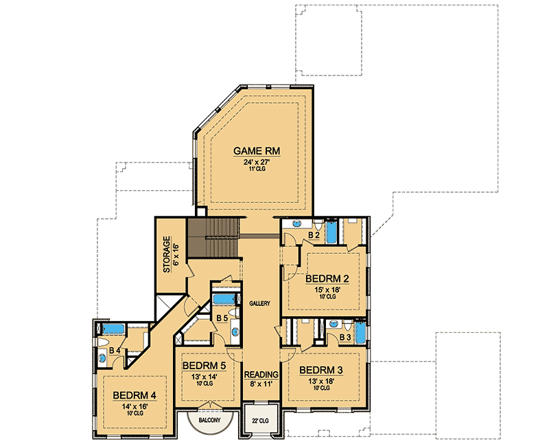 Plan 36176TX: Grand Impression - Floor Plan - 2nd Floor - European, French Country