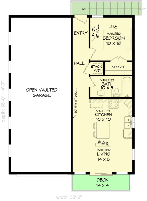 Plan 680317VR: 2 Story ADU Plan with RV Garage and Tandem Garage - 575 Sq Ft - Floor Plan - 2nd Floor - Carriage, Contemporary, Mid Century Modern, Modern