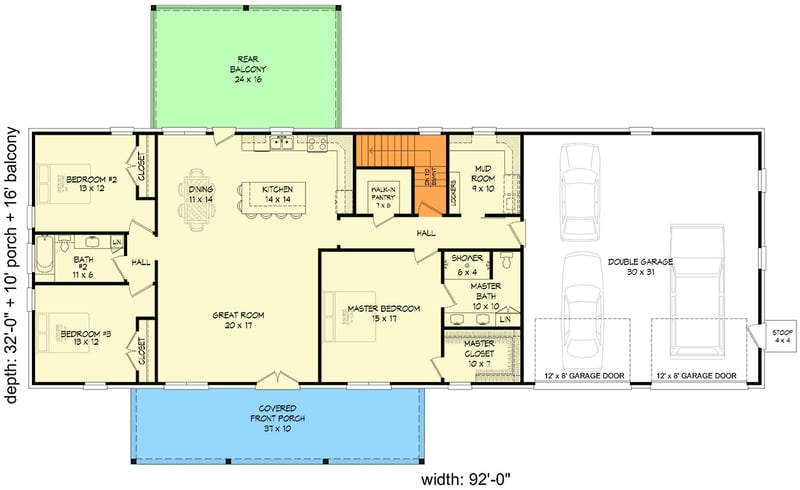 Plan 680321VR: 3 Bed Country Barndominium-Style Home Plan Split Beds - 2049 Sq Ft - Floor Plan - Main Level - Contemporary, Country, New American, Ranch