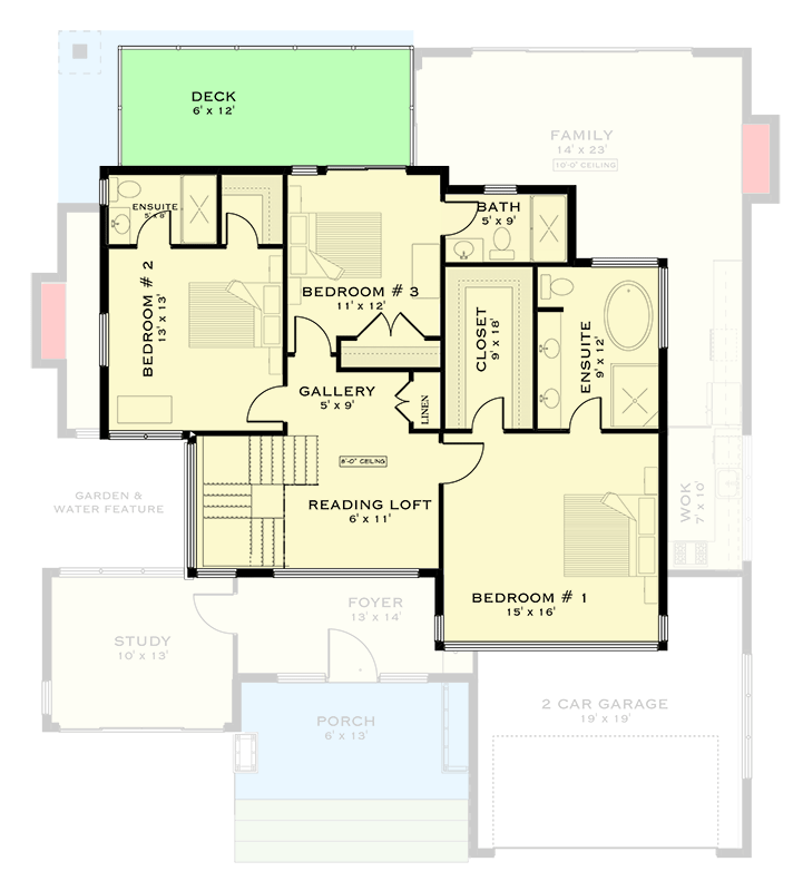 Plan 147007RML: 2-Story Contemporary House Plan with Home Office & Reading Loft - 3470 Sq Ft - Floor Plan - 2nd Floor - Contemporary, Modern, Northwest