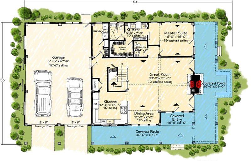 Plan 12978KN: Spacious 3-Bed Modern Farmhouse Barndominium Plan with Two-Story Great Room - 3000 Sq Ft - Floor Plan - Main Level - Barndominium, Country, Modern Farmhouse, New American, Traditional