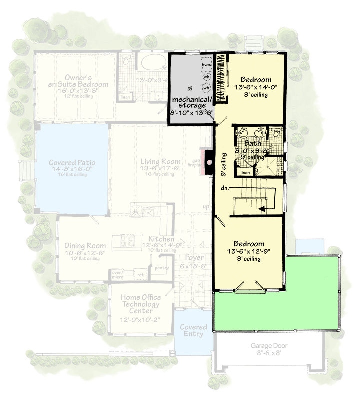 Plan 12980KN: Contemporary Northwest Style House Plan with Home Office and 2 Car Garage - 2706 Sq Ft - Floor Plan - 2nd Floor - Contemporary, Modern, Northwest, Prairie
