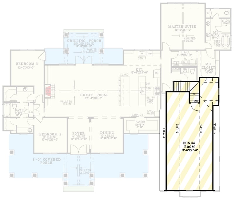 Plan 70886MK: 3-Bed Modern Farmhouse with Two Kitchen Islands and Bonus - 2610 Sq Ft - Floor Plan - 2nd Floor - Country, Farmhouse, Modern Farmhouse, New American