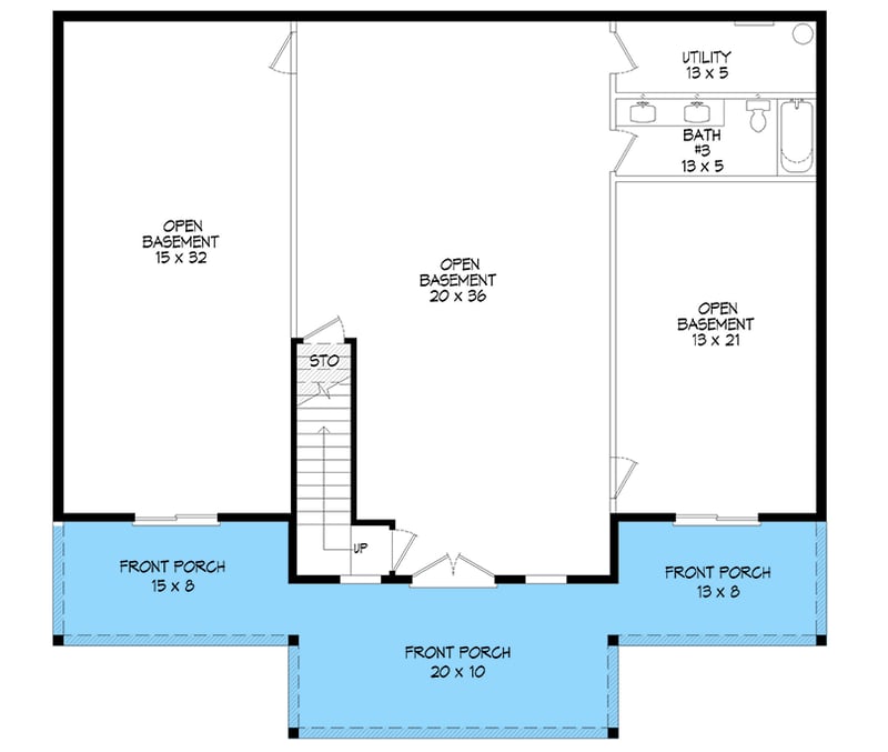 Plan 680332VR: 2-Bed Lake House Plan Perfect for a Rear Sloping Lot - 1735 Sq Ft - Floor Plan - Lower Level - Country, Mountain