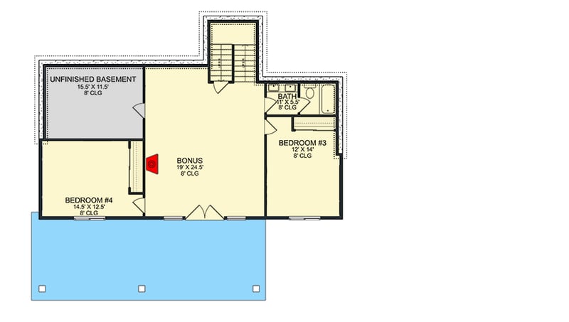 Plan 580103DFT: 4-Bed Traditional Ranch Home Plan with Angled Garage - 2586 Sq Ft - Floor Plan - Lower Level - Ranch, Traditional