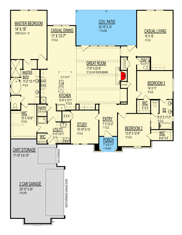 Plan 264166KMD: 3 or 4 Bed Modern Southwest Plan with Arched Entry and ...