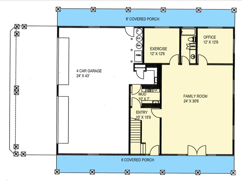 Plan 350069GH: Two-Story Mountain House Plan with 4-Car Garage - 4073 Sq Ft - Floor Plan - Ground Level - Country, Mountain