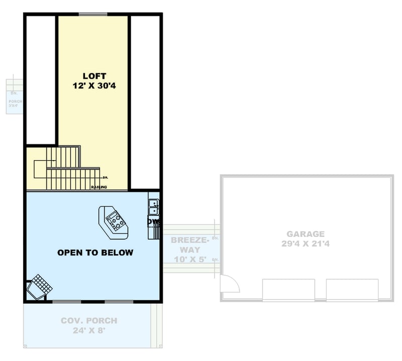 Plan 350078GH: 2-Bed Mountain Home Plan with Two Story Great Room and Loft - 1600 Sq Ft - Floor Plan - 2nd Floor - Country, Mountain
