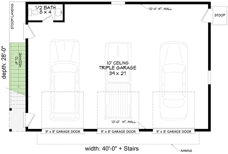 Plan 680351VR: Contemporary 3-Car Garage with Rooftop Deck - Floor Plan - Main Level - Contemporary