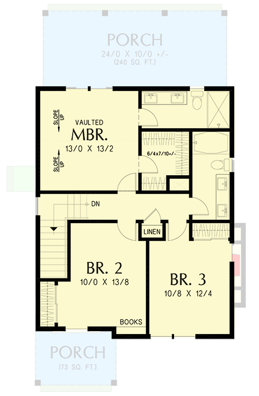 Plan 69856AM: Two-Story Cottage Home Plan with Second Floor Master - 1658 Sq Ft - Floor Plan - 2nd Floor - Cottage, Country, Farmhouse, Modern Farmhouse, New American
