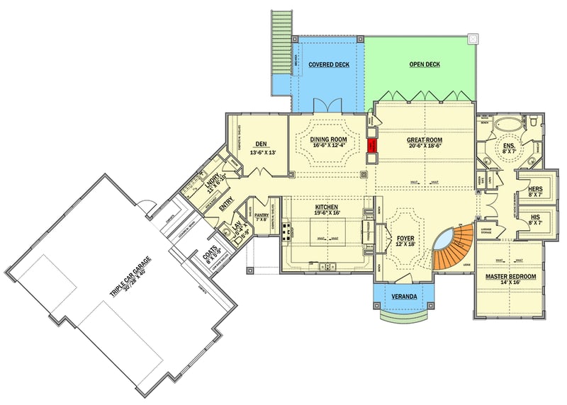Plan 81839AB: 4-Bed Traditional Home Plan with Formal Dining Room and U-Shape Kitchen - 4764 Sq Ft - Floor Plan - Main Level - European, Traditional