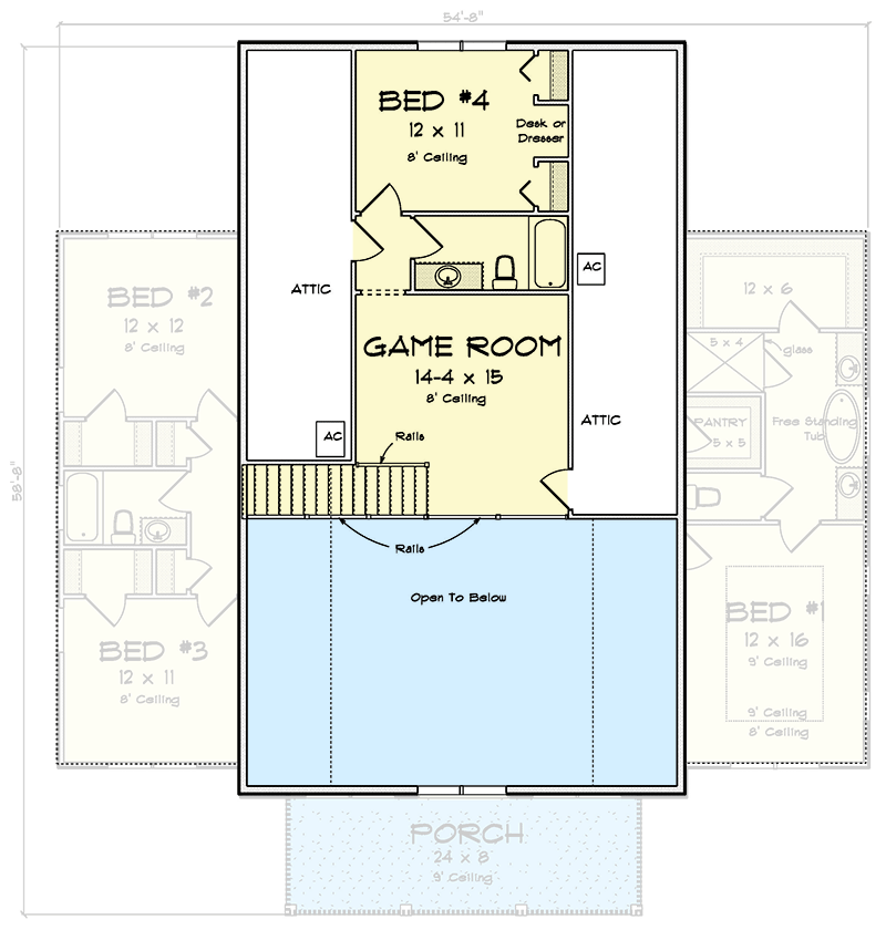 Plan 52356WM: Barndominium-Style Modern Farmhouse with 4-Bedrooms and Loft - 2228 Sq Ft - Floor Plan - 2nd Floor - Barndominium, Cottage, Country, Farmhouse, Modern Farmhouse