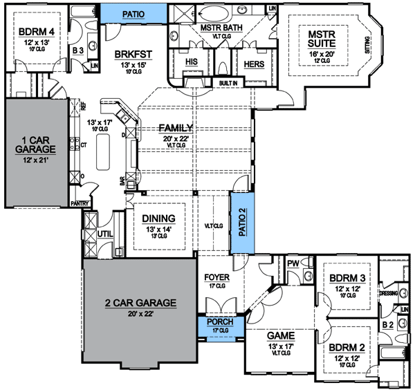 Plan 36349TX: Luxury Living On One Level - Floor Plan - Main Level - European, Mediterranean