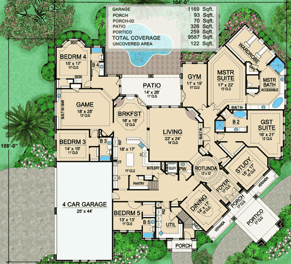 Plan 36356TX: Grandeur with Central Rotunda - Floor Plan - Main Level - European, Traditional