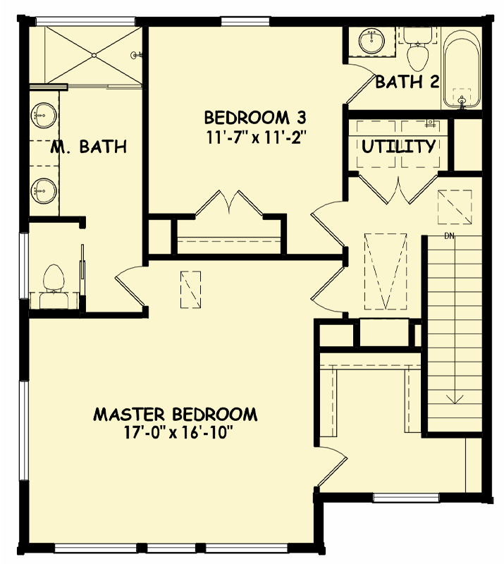Plan 100328GHR: Three-Story Contemporary Home Plan with Covered Balcony - 1851 SQ Ft - Floor Plan - 3rd Floor - Contemporary, Modern