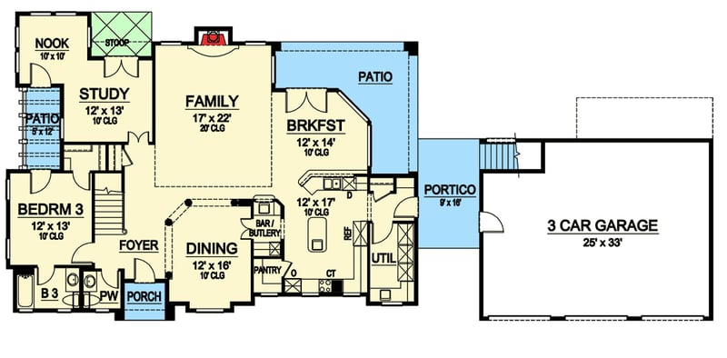 Plan 36366TX: Open Floor Plan Plus In-Law Suite - Floor Plan - Main Level - European, Mediterranean, Spanish