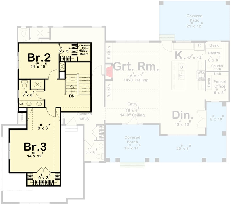 Plan 623393DJ: Two-Story Modern Farmhouse with Master Suite Laundry Access - 2454 Sq Ft - Floor Plan - 2nd Floor - Country, Modern Farmhouse, New American