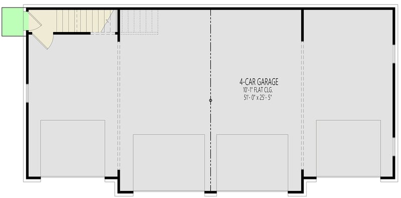 Plan 25826GE: 4-Car Detached Garage Apartment Plan with Upstairs Living - 1056 Sq Ft - Floor Plan - Main Level - Country, Traditional