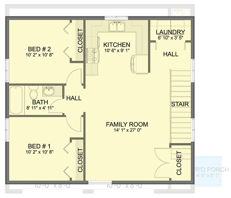 Plan 61519UT: 2-Car Detached Garage Apartment Plan with Upstairs Living - 882 Sq Ft - Floor Plan - 2nd Floor - Traditional