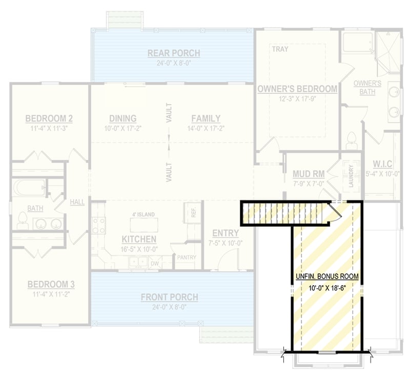 Plan 83665CRW: 3-Bed Shingle House Plan with Vaulted Living Space - 1664 Sq Ft - Floor Plan - 2nd Floor - Cape Cod, Country, Shingle