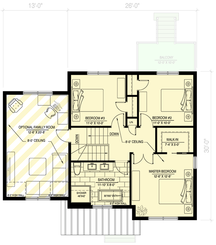 Plan 90356PD: 3 Bedroom House Plan with Optional 1-Car Attached Garage with Bonus Above - 1496 Sq Ft - Floor Plan - 2nd Floor