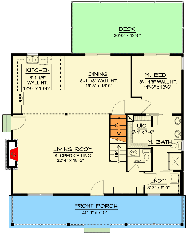 Plan 135266GRA: 3-Bed Country Cape House Plan with Master on Main Level - 1750 Sq Ft - Floor Plan - Main Level - Cape Cod, Country, Traditional