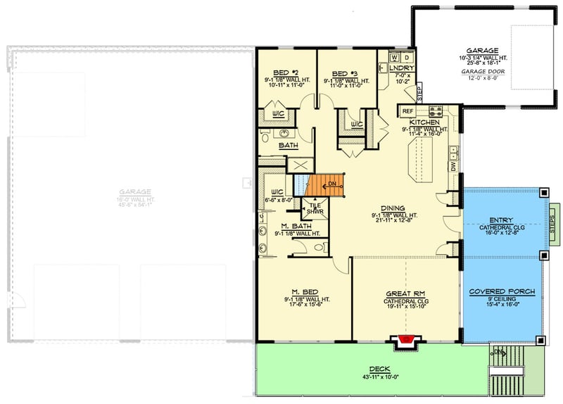Plan 135271GRA: 3 or 4 Bed Traditional House Plan with Oversized Garage - 2065 Sq Ft - Floor Plan - Main Level - Barndominium, Country, Craftsman, Traditional