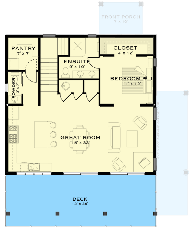 Plan 147016RML: Two-Story Modern House Plan With Drive-Under Garage - 1764 Sq Ft - Floor Plan - 2nd Floor - Carriage, Contemporary, Modern, Modern Farmhouse, Vacation