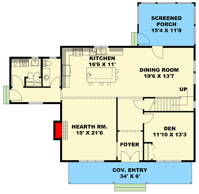 Plan 350085GH: Two-Story Traditional House Plan with Hearth Room - 2655 Sq Ft - Floor Plan - Main Level - Country, New American, Traditional