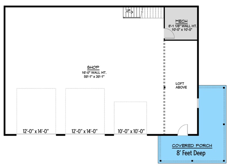 Plan 135275GRA: 3-Car Oversized Barndominium Garage Plan - 2400 Sq Ft - Floor Plan - Main Level - Barndominium, Country